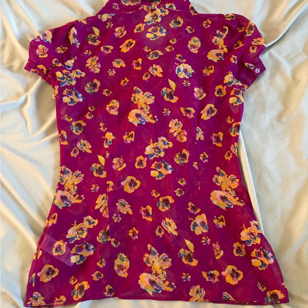 ASOS Pink Ruffled Short Sleeve Blouse - Picture 2 of 3